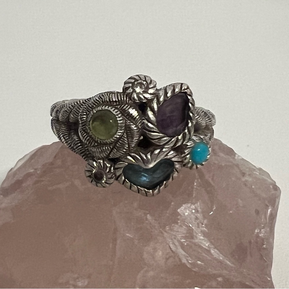 Judith Ripka 925 Silver Multi-stone Ring Size 6
